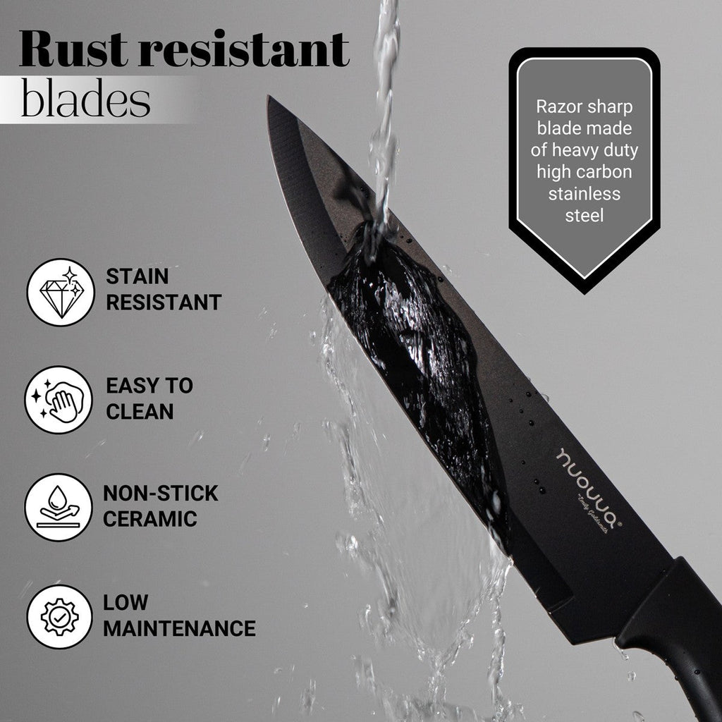 17pcs Black Silicone Kitchen Utensil & Knife Set with Block & Chopping Board