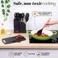 17pcs Black Silicone Kitchen Utensil & Knife Set with Block & Chopping Board