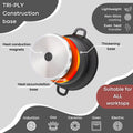 Aluminium Dutch Oven Pot with Lid & Ergonomic Handles Lightweight (3.9L, 22.5cm) Black