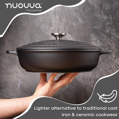 Aluminium Dutch Oven Pot with Lid & Ergonomic Handles Lightweight (3.9L, 22.5cm) Black