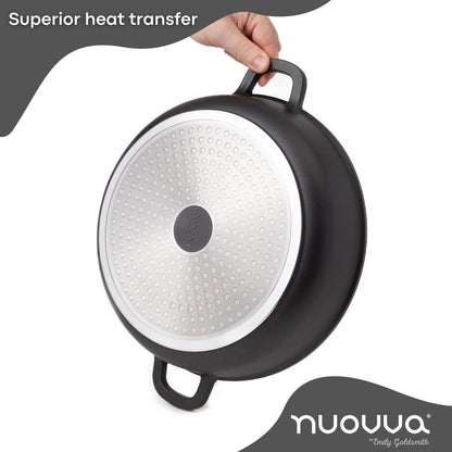 Aluminium Dutch Oven Pot with Lid & Ergonomic Handles Lightweight (3.9L, 22.5cm) Black