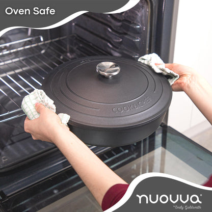 Aluminium Dutch Oven Pot with Lid & Ergonomic Handles Lightweight (3.9L, 22.5cm) Black