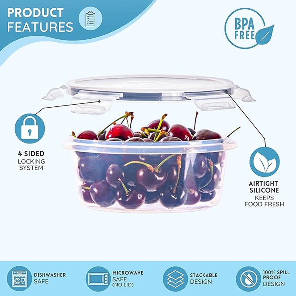 Airtight Food Storage Containers Set – Leak-Proof Meal Prep - Set Of 16 (8 Containers + 8 Lids)