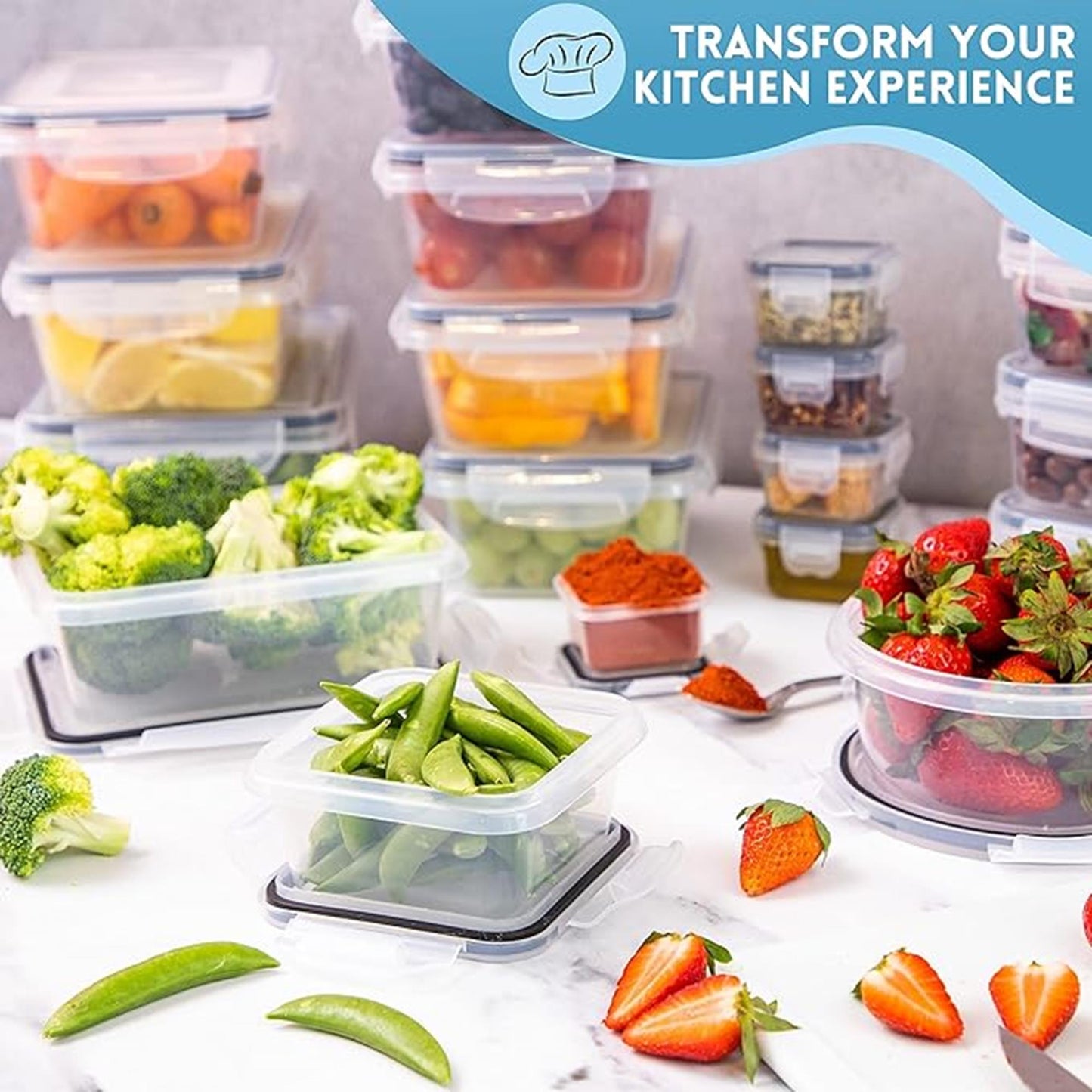 Airtight Food Storage Containers Set – Leak-Proof Meal Prep - Set Of 16 (8 Containers + 8 Lids)