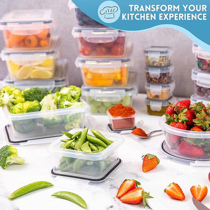 Airtight Food Storage Containers Set – Leak-Proof Meal Prep - Set Of 16 (8 Containers + 8 Lids)
