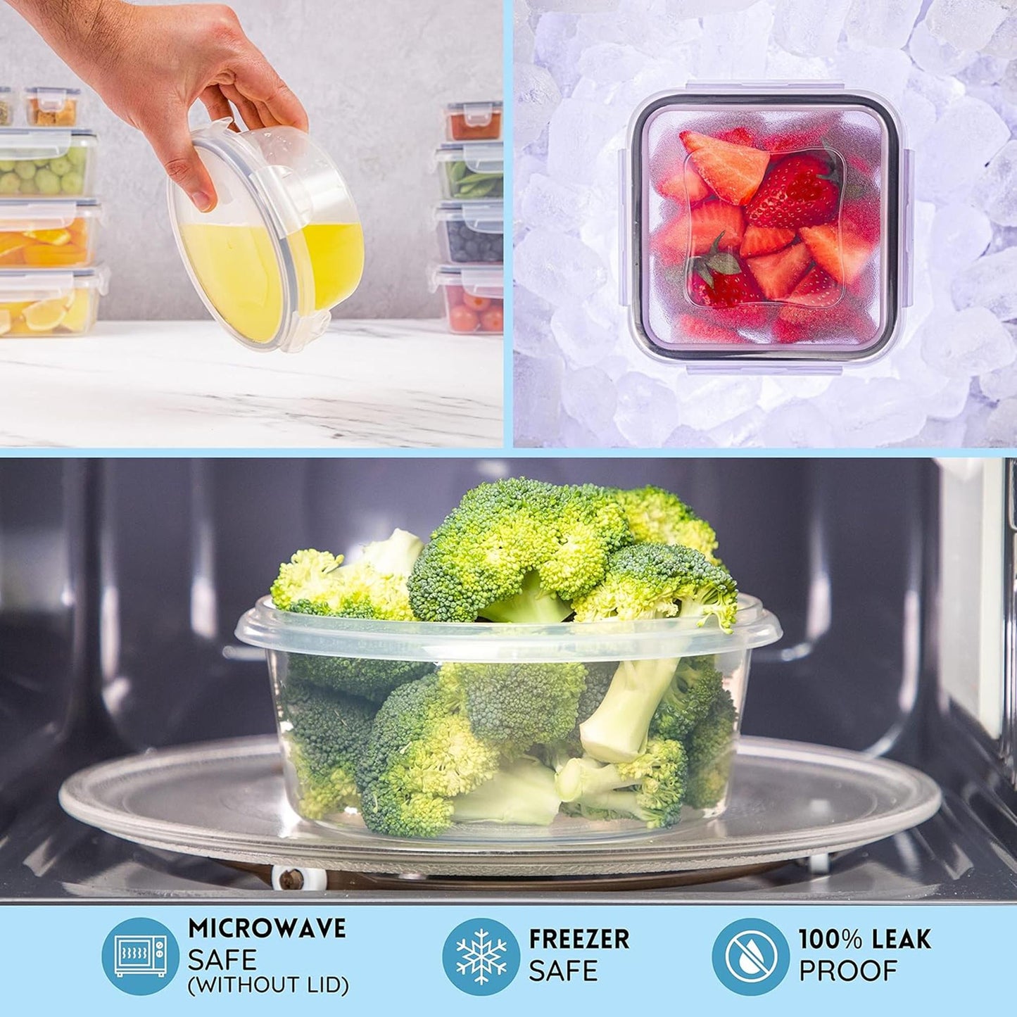 Airtight Food Storage Containers Set – Leak-Proof Meal Prep - Set Of 16 (8 Containers + 8 Lids)