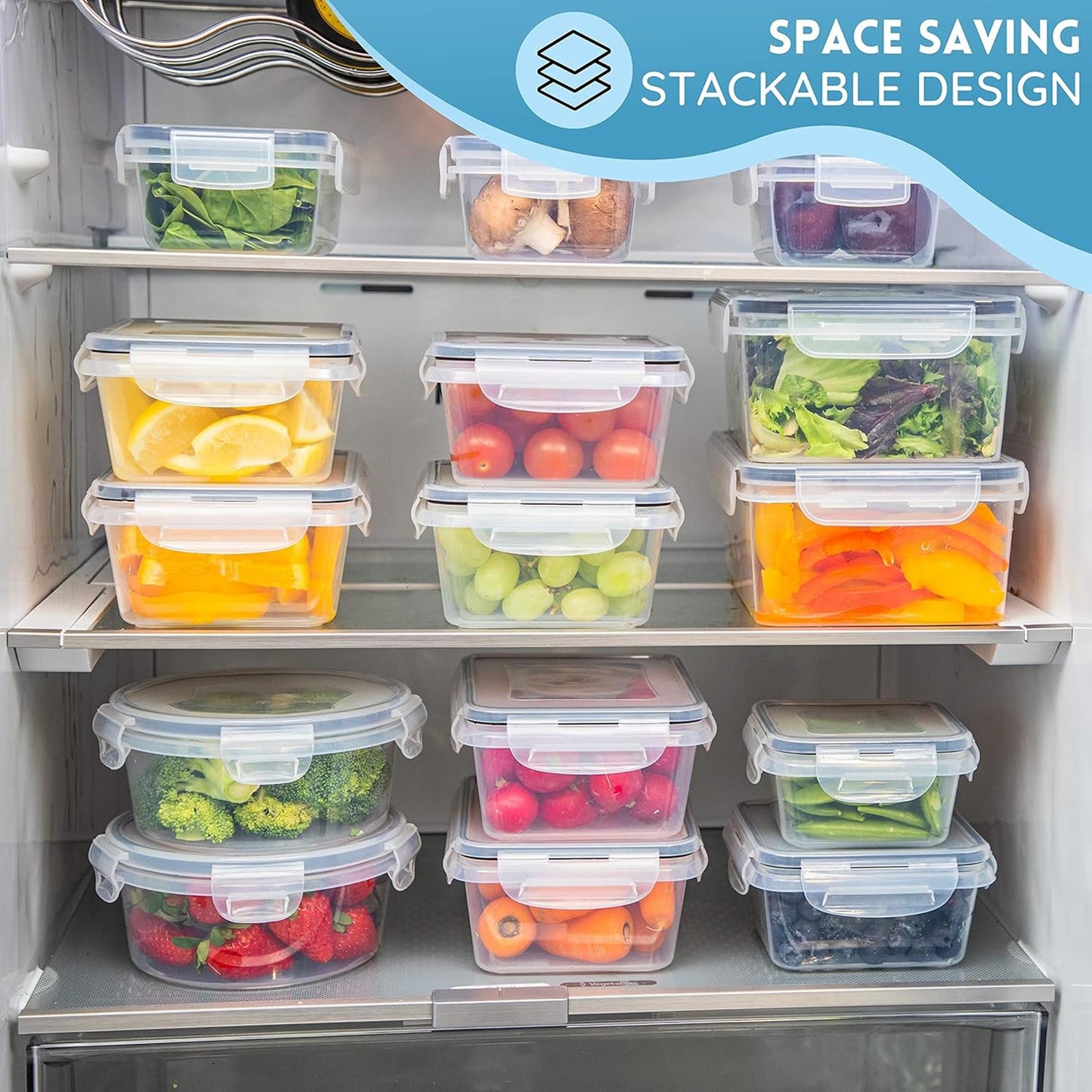 Airtight Food Storage Containers Set – Leak-Proof Meal Prep - Set Of 16 (8 Containers + 8 Lids)