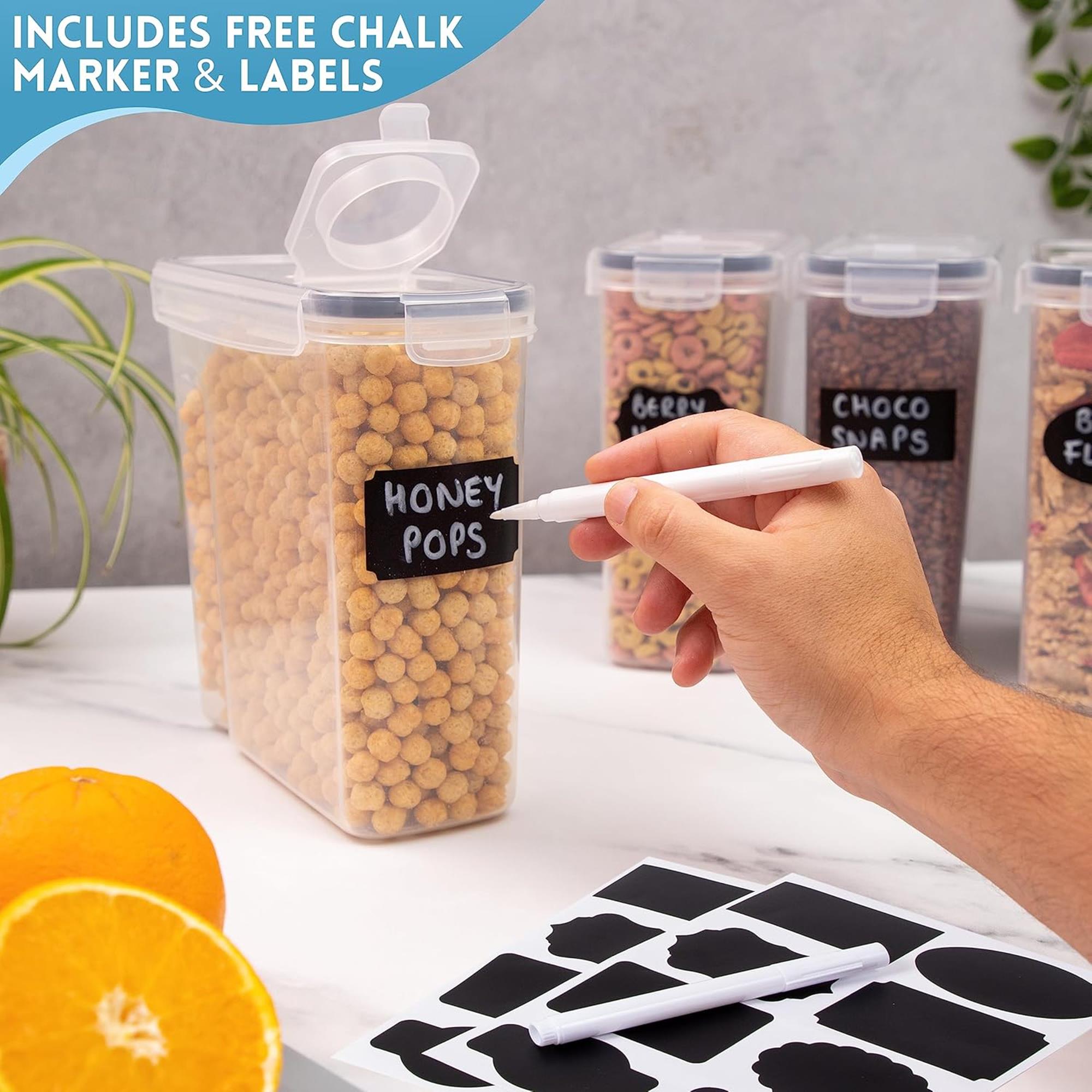 Airtight BPA-Free Cereal Food Storage Containers - 2.5L - Set Of 8