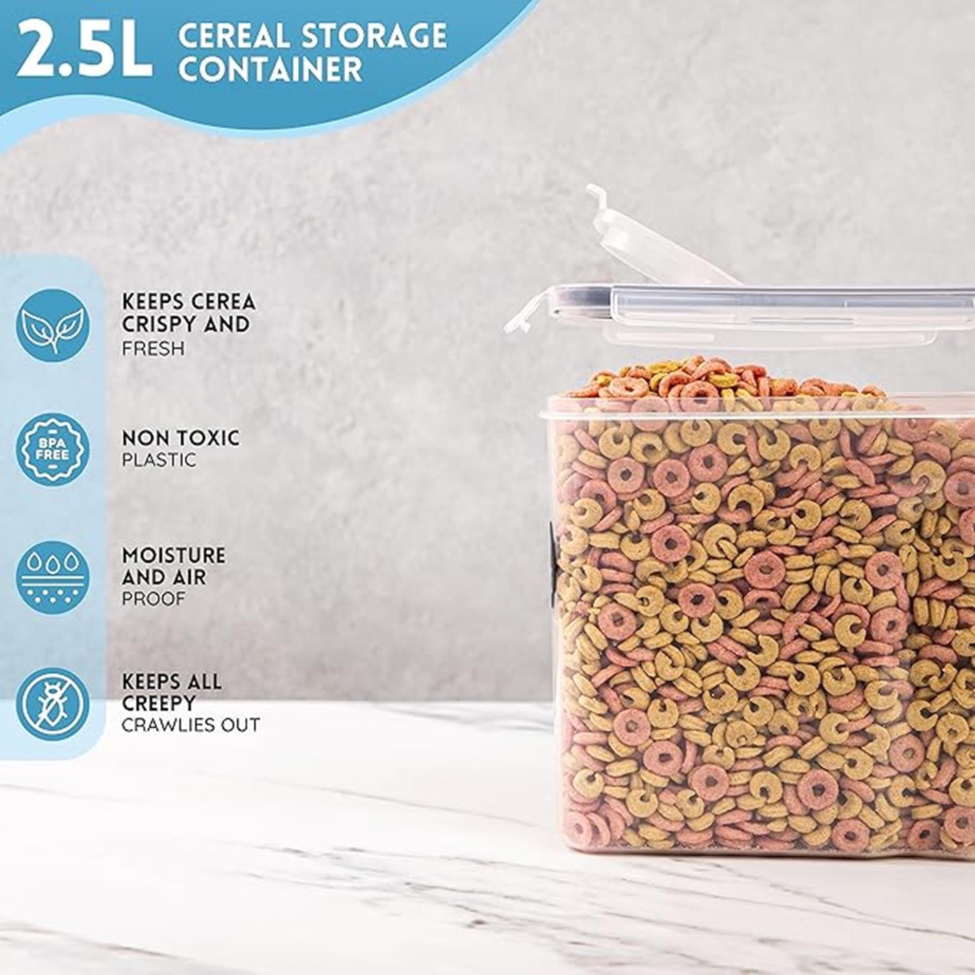 Airtight BPA-Free Cereal Food Storage Containers - 2.5L - Set Of 8