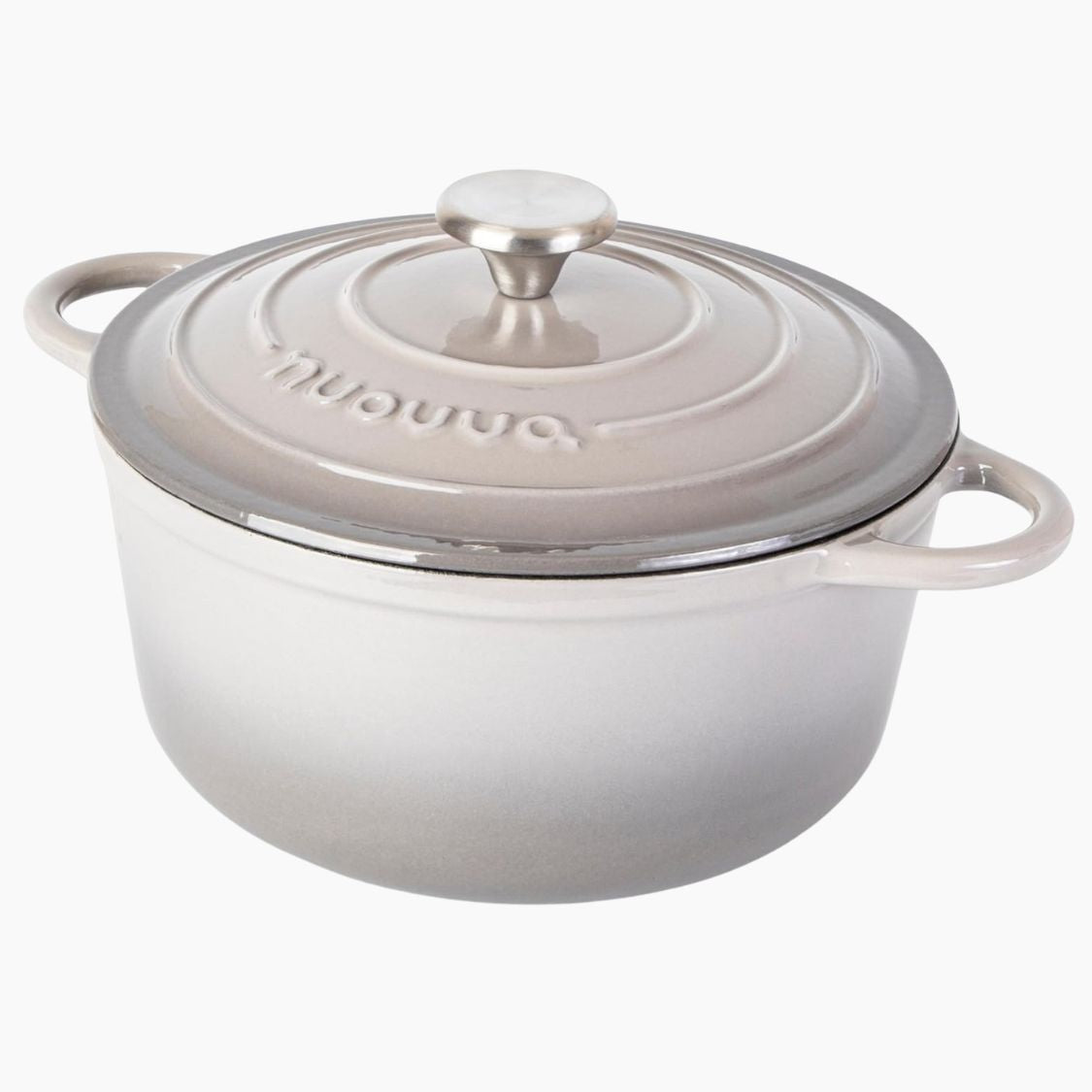 Cast Iron Dutch Oven Casserole Pot with Lid - 20cm (2L) Light Grey