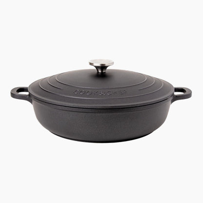 Aluminium Dutch Oven Pot with Lid & Ergonomic Handles Lightweight (3.9L, 22.5cm) Black